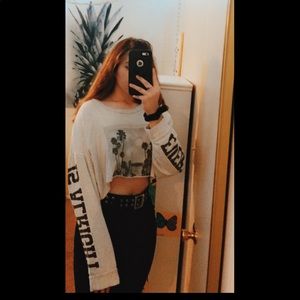 cute cropped white longsleeve XL but could fit any
